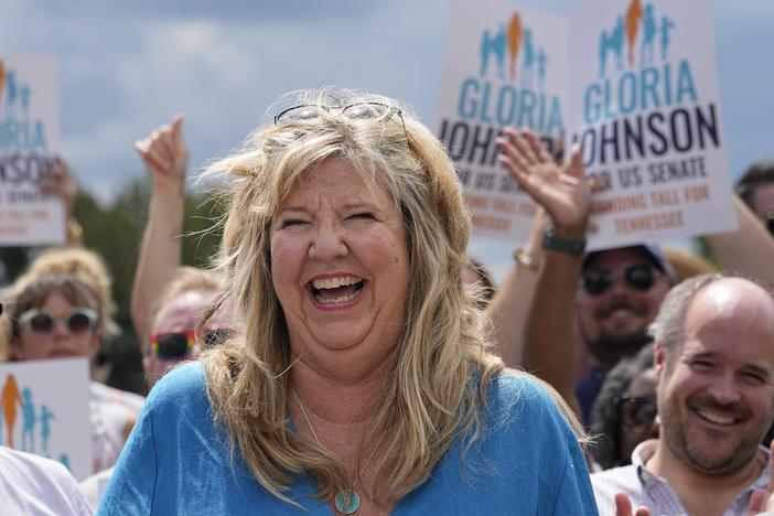 Tennessee state Rep. Gloria Johnson, a Democrat from Knoxville, announces her candidacy for the U.S. Senate during an event Tuesday, Sept. 5, 2023, in Nashville, Tenn. Johnson won the Democratic primary on Aug. 1, 2024, and will face U.S. Sen. Marsha Blackburn in November. 