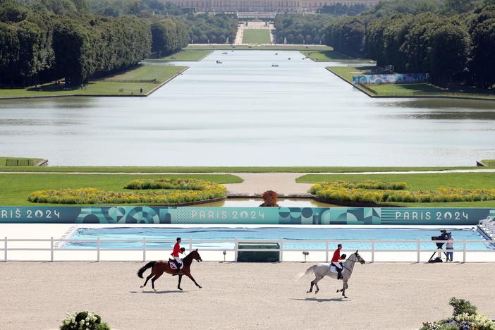 The venue that hosted the Olympics equestrian events sits on the estate of Versailles, and the palace can be seen from the grandstand. 