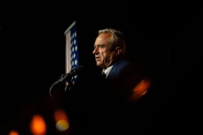 Independent presidential candidate Robert F. Kennedy, Jr. gives a keynote speech during the Bitcoin 2024 conference on July 26 in Nashville, Tenn.