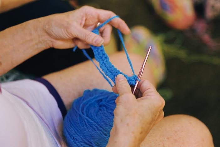 Death educator Gabrielle R. Gatto and artist Mary Pat Klein host "Grieving & Weaving" at The Green-Wood Cemetery on July 23, 2024.