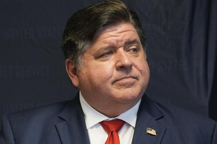 Illinois Gov. JB Pritzker attends a Democratic National Convention security briefing at the U.S. Secret Service Chicago Field Office in July. 