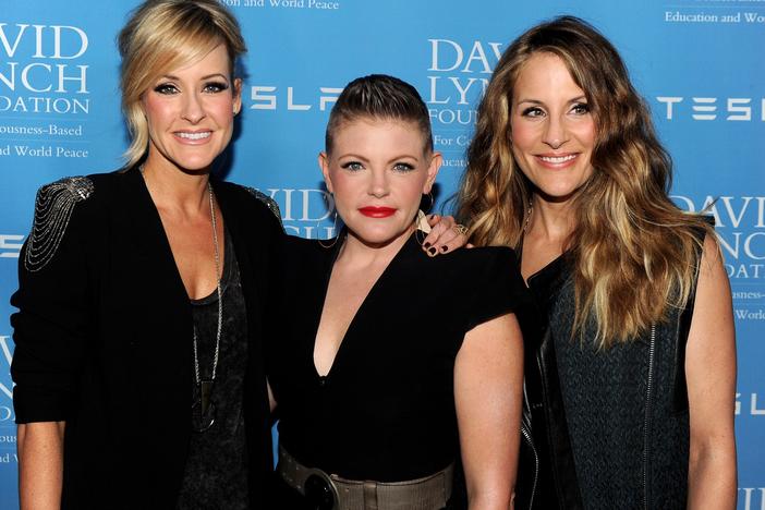 Musicians Martie Maguire, Natalie Maines and Emily Robison of the Chicks arrive at the David Lynch Foundation Gala Honoring Rick Rubin at the Beverly Wilshire Hotel on February 27, 2014 in Beverly Hills, California.