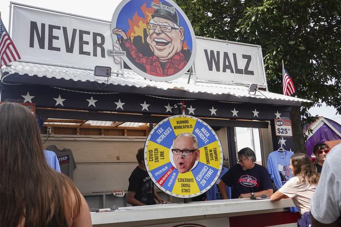 Action 4 Liberty, a conservative group in the state, runs a stand at the Minnesota State Fair opposing Democratic Minnesota Gov. Tim Walz.