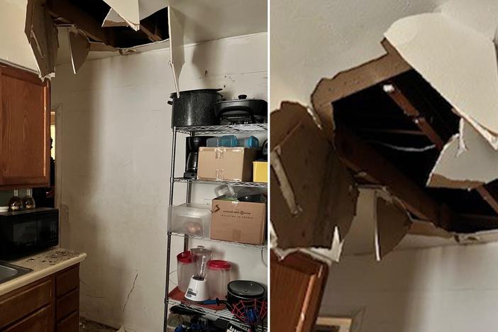 Authorities were searching a Memphis home for murder suspect Deario Wilkerson when he crashed through the ceiling from the attic space in which he'd been hiding.