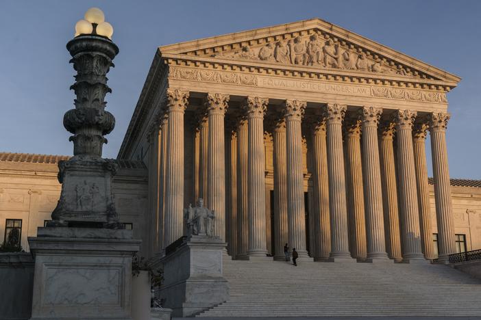 The Supreme Court is seen at sundown in Washington, Nov. 6, 2020.