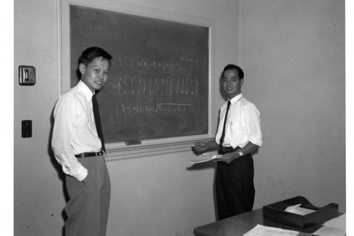 Tsung-Dao Lee and Chen Ning Yang, winners of the Nobel Prize in physics in 1957. Both were affiliated with the Institute for Advanced Study at the time of the award.