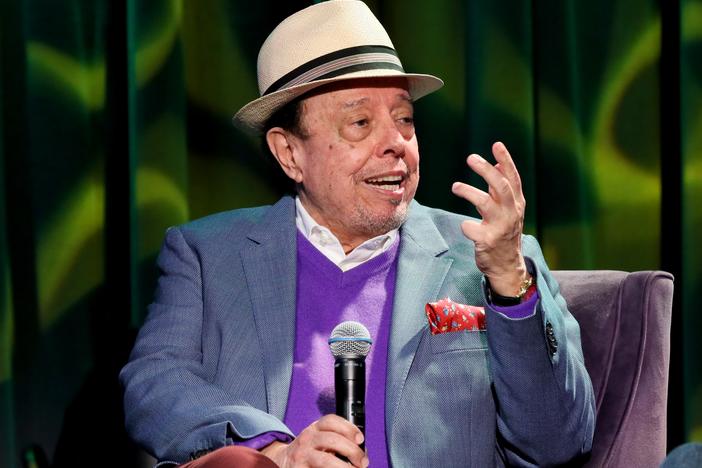 Sérgio Mendes speaks at the event "Reel To Reel: Sérgio Mendes — In The Key Of Joy" at the Grammy Museum in Los Angeles on March 11, 2020.