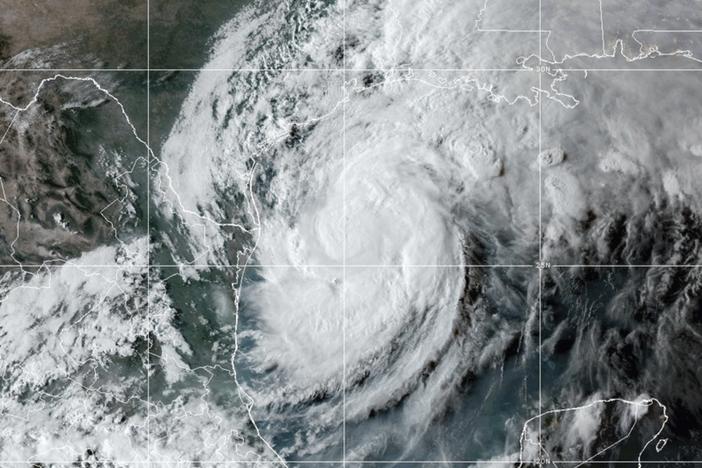 A satellite image shows Hurricane Francine in the Gulf of Mexico as it advances toward Louisiana on Tuesday evening.