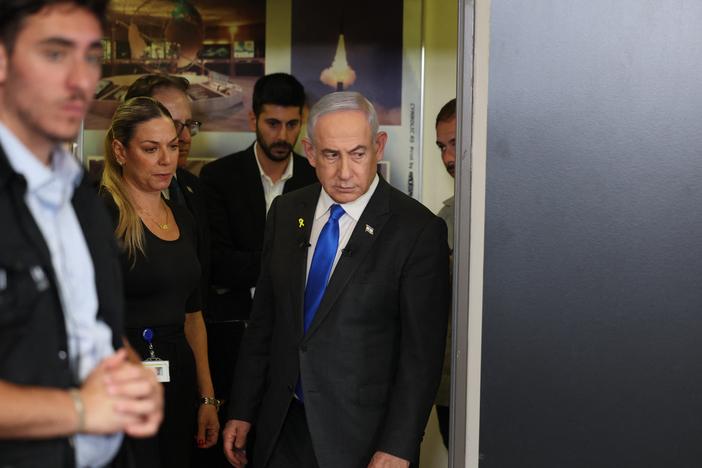 Israeli Prime Minister Benjamin Netanyahu arrives at the Government Press Office in Jerusalem to give a press conference on Sept. 4.