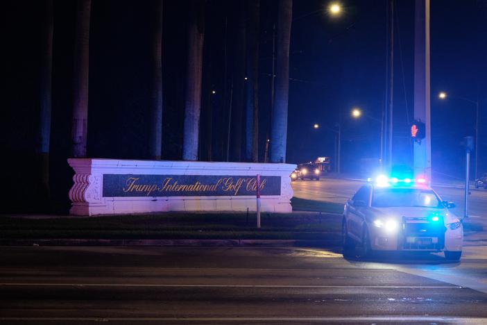 The scene outside the Trump International Golf Club in West Palm Beach after the arrest of a man accused of attempting to assassinate former President Donald Trump on Sept. 15, 2024.