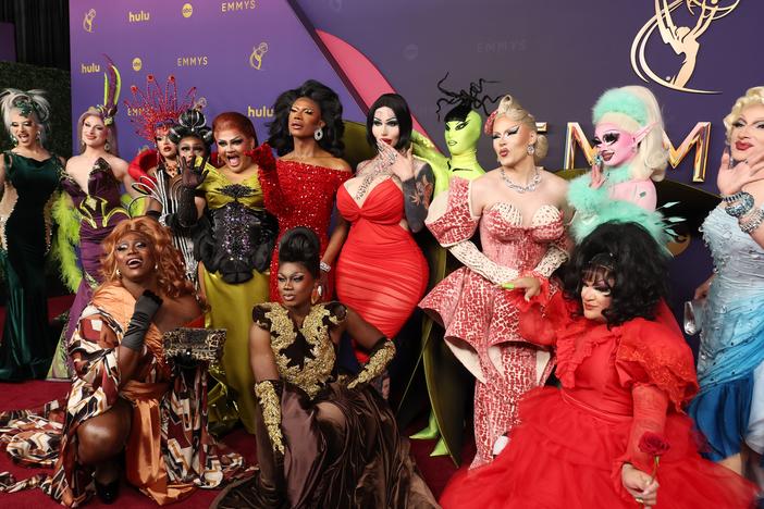 (L-R) Mirage, Amanda Tori Meating, Morphine Love Dion, Sapphira Cristál, Mhi'ya Iman Le'Paige, Geneva Karr, Hershii LiqCour-Jeté, Plane Jane, Xunami Muse, Nymphia Wind, Q, Megami, Dawn and Plasma