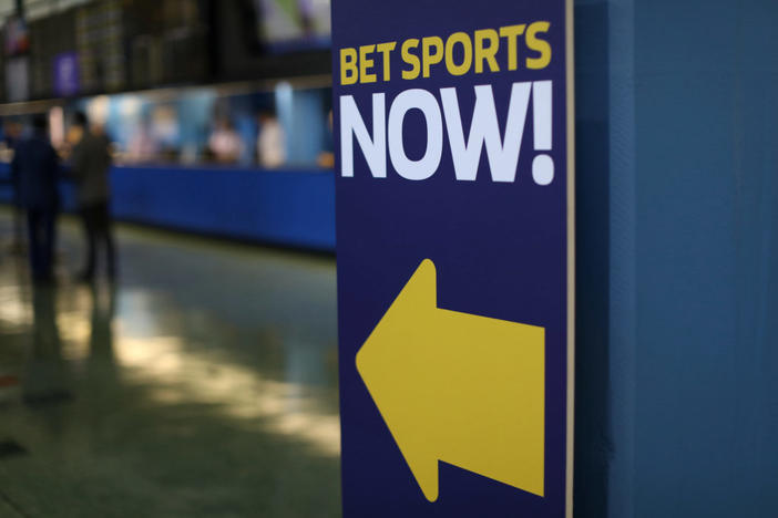 A sign is seen at Monmouth Park Sports Book by William Hill, ahead of the opening of the first day of legal betting on sports in Oceanport, New Jersey, U.S., June 14, 2018. REUTERS/Mike Segar