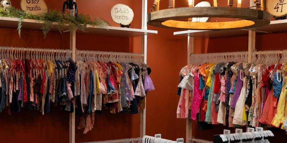 A selection of girl's clothes at The Bloom Closet Rome location.