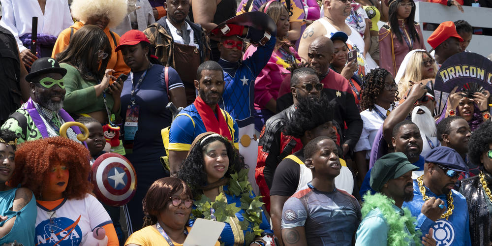 The Black Geeks of Dragon Con pose for a photo op on Sept. 1, 2024.