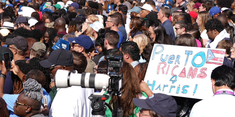 Thousands of supporters crowded the parking lot of the Atlanta Civic Center on Nov. 2, 2024 for the Vice President's  last rally in Georgia before Election Day. 